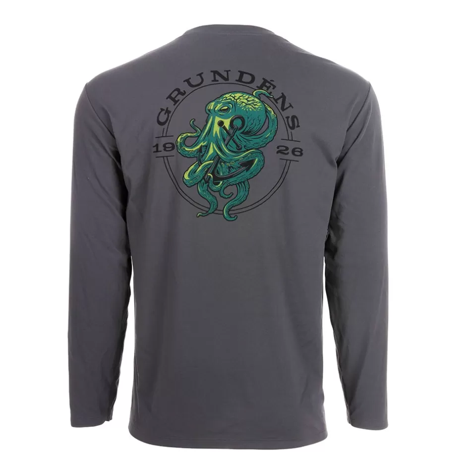 Men Grundéns Tech Tee Ls - Kraken Print